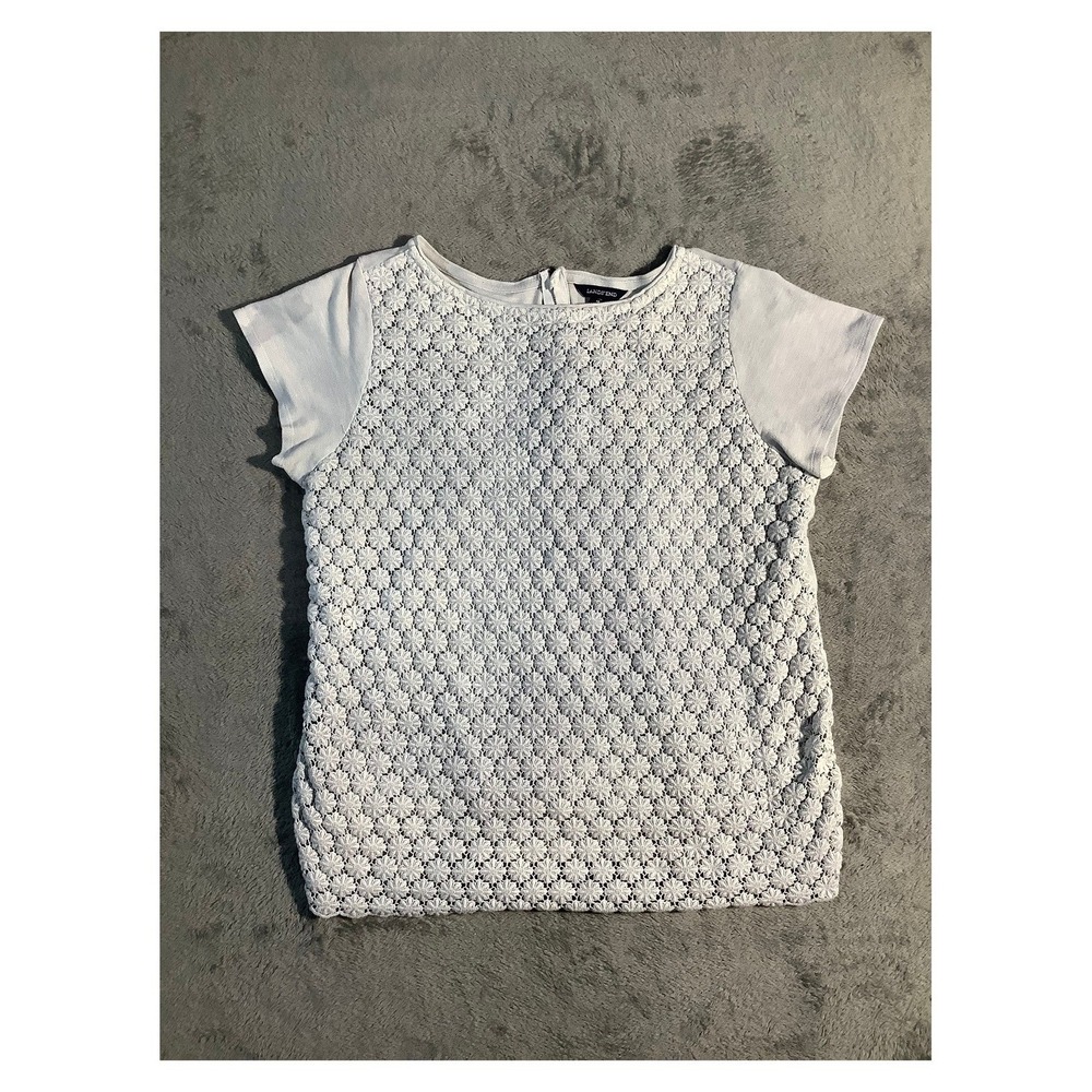Lands' End‎ Women's XL 18 Gray Floral Crochet Lace Top